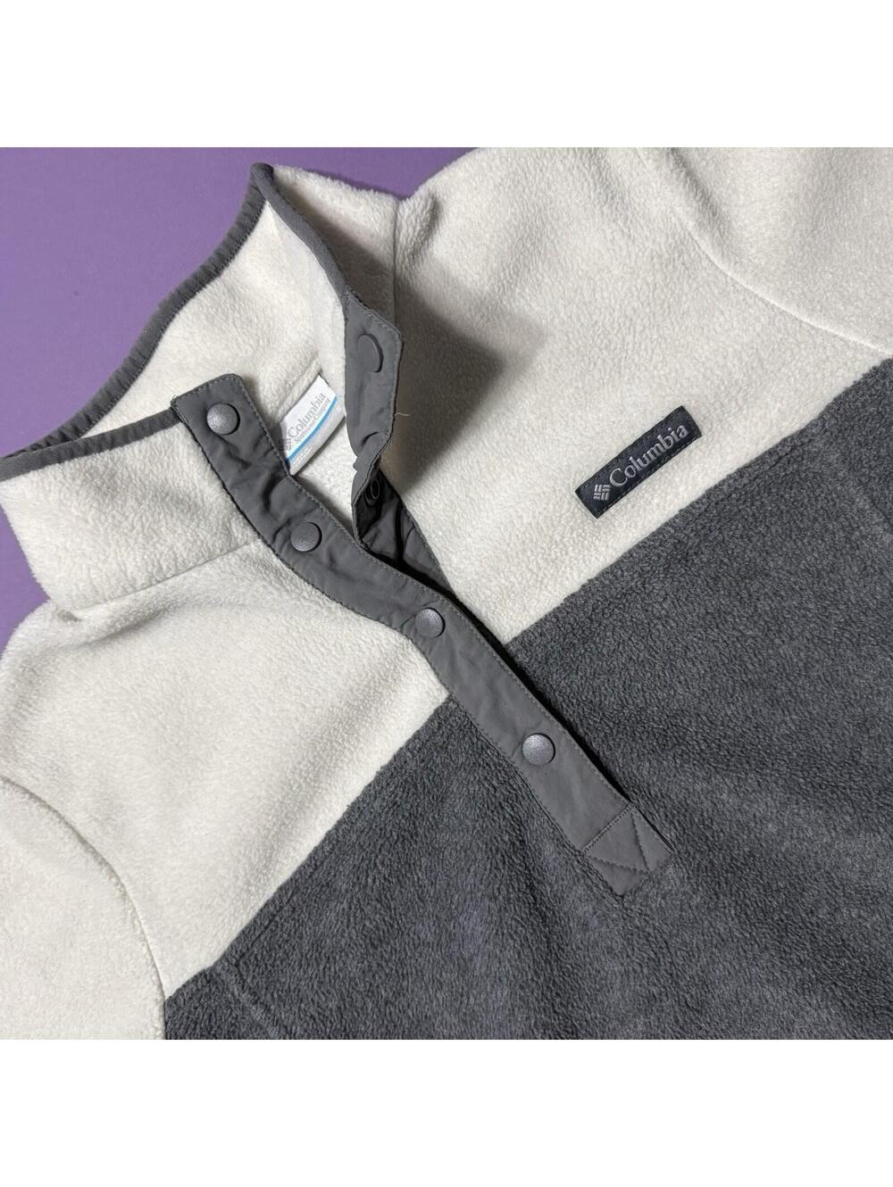 Columbia Benton Springs Half Snap Fleece Pullover Cream Gray EUC Women’s Small